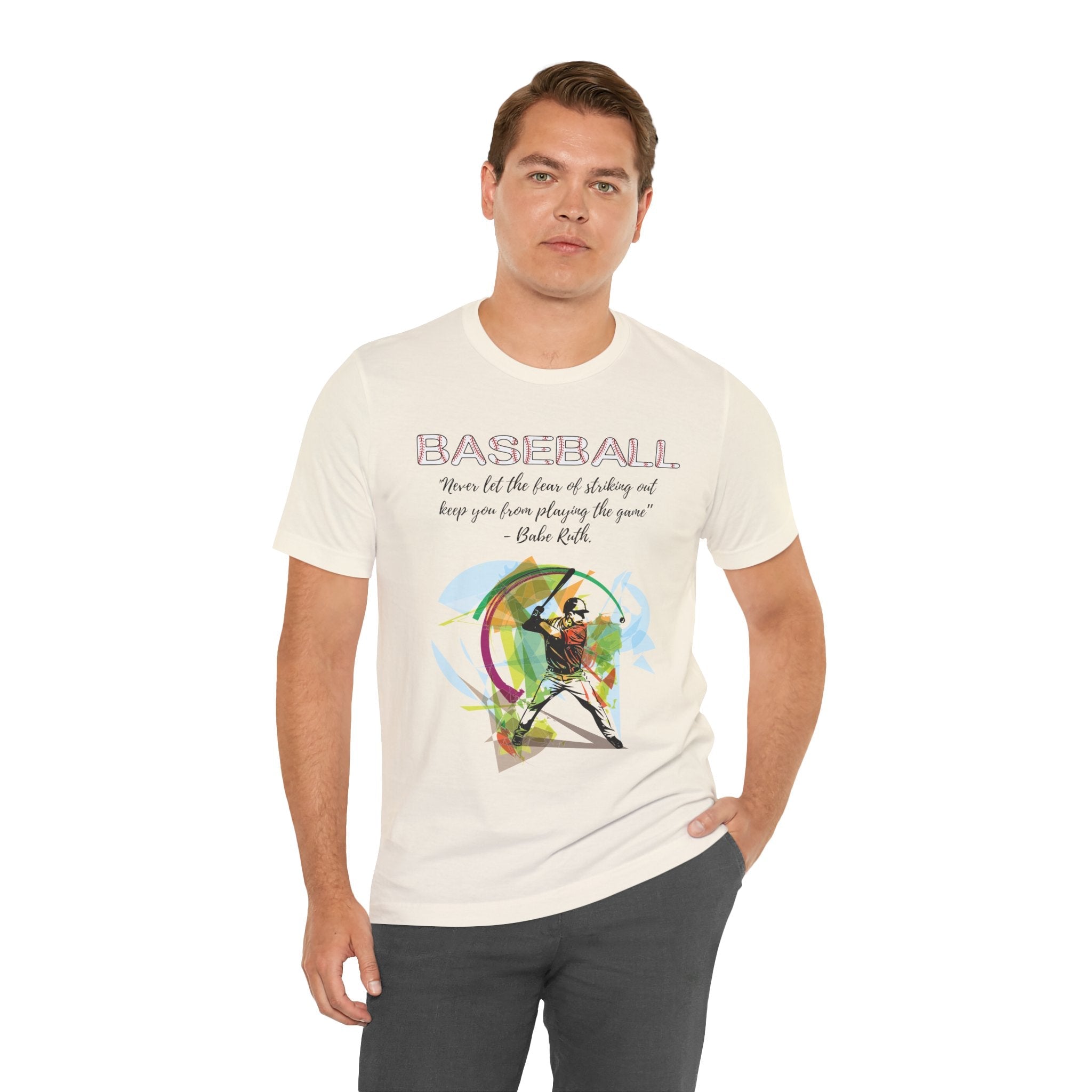 Man wearing a Baseball t-shirt with Babe Ruth quote