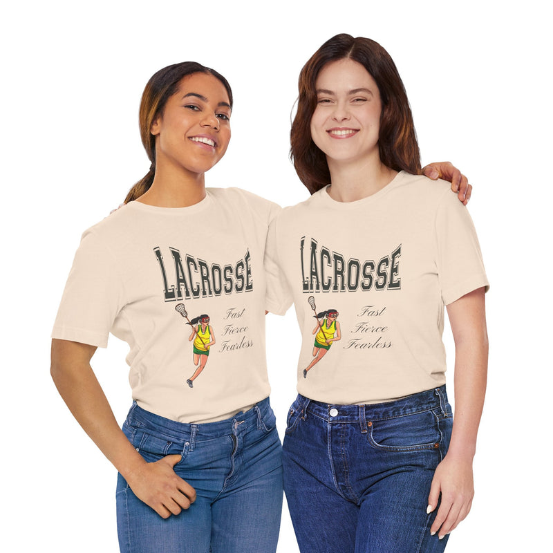 Two young ladies wearing Lacrosse t-shirts