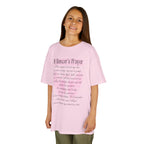 Young girl wearing a youth Gildan 5000B heavy cotton t-shirt in light pink with A Dancer's Prayer text and graphic