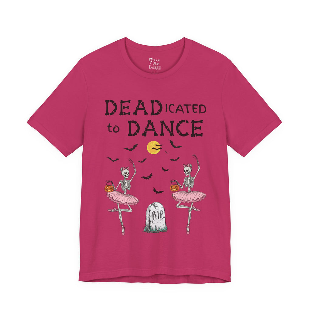 Adult Halloween Skeleton Dead-icated To Dance Graphic T-Shirt