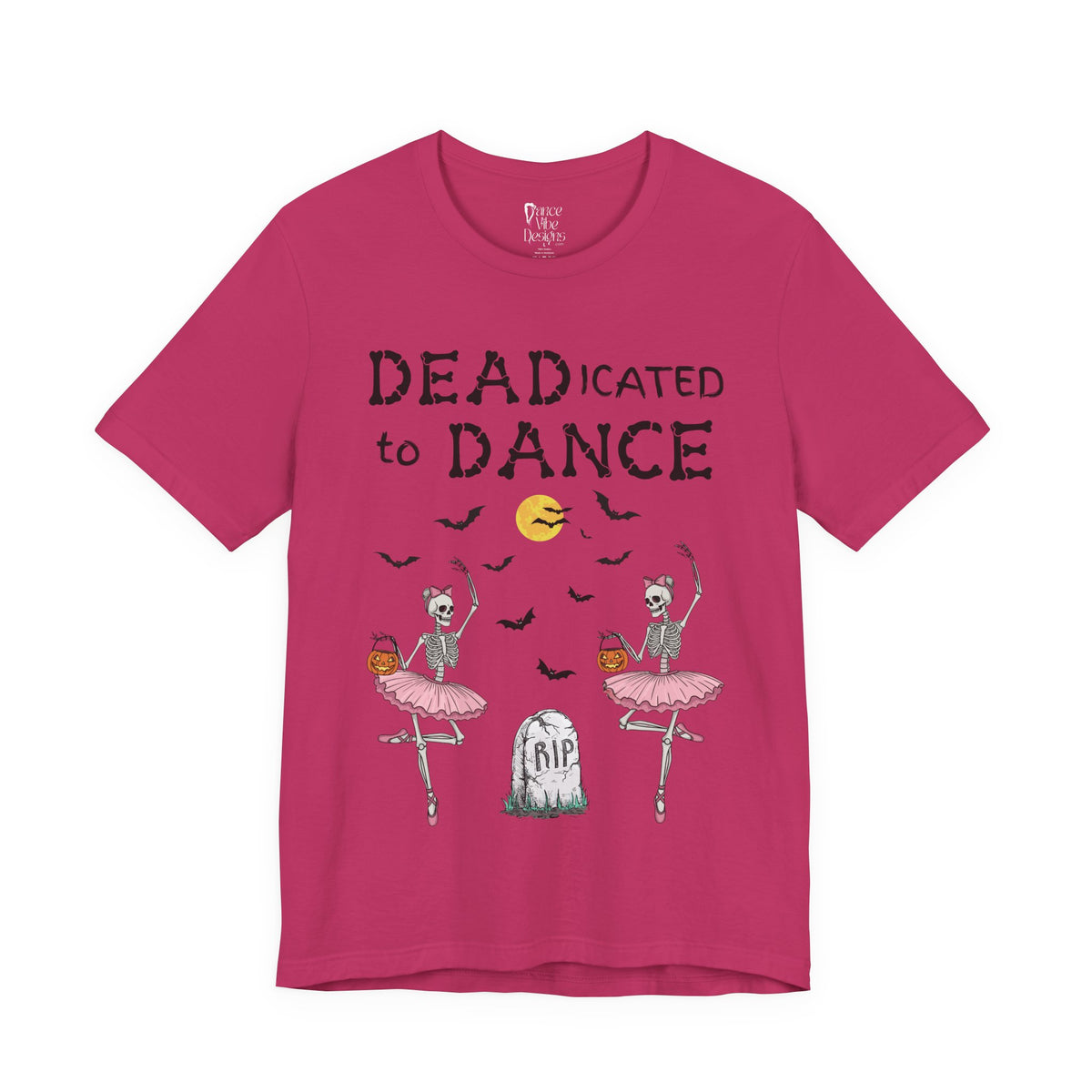 Adult Halloween Skeleton Dead-icated To Dance Graphic T-Shirt