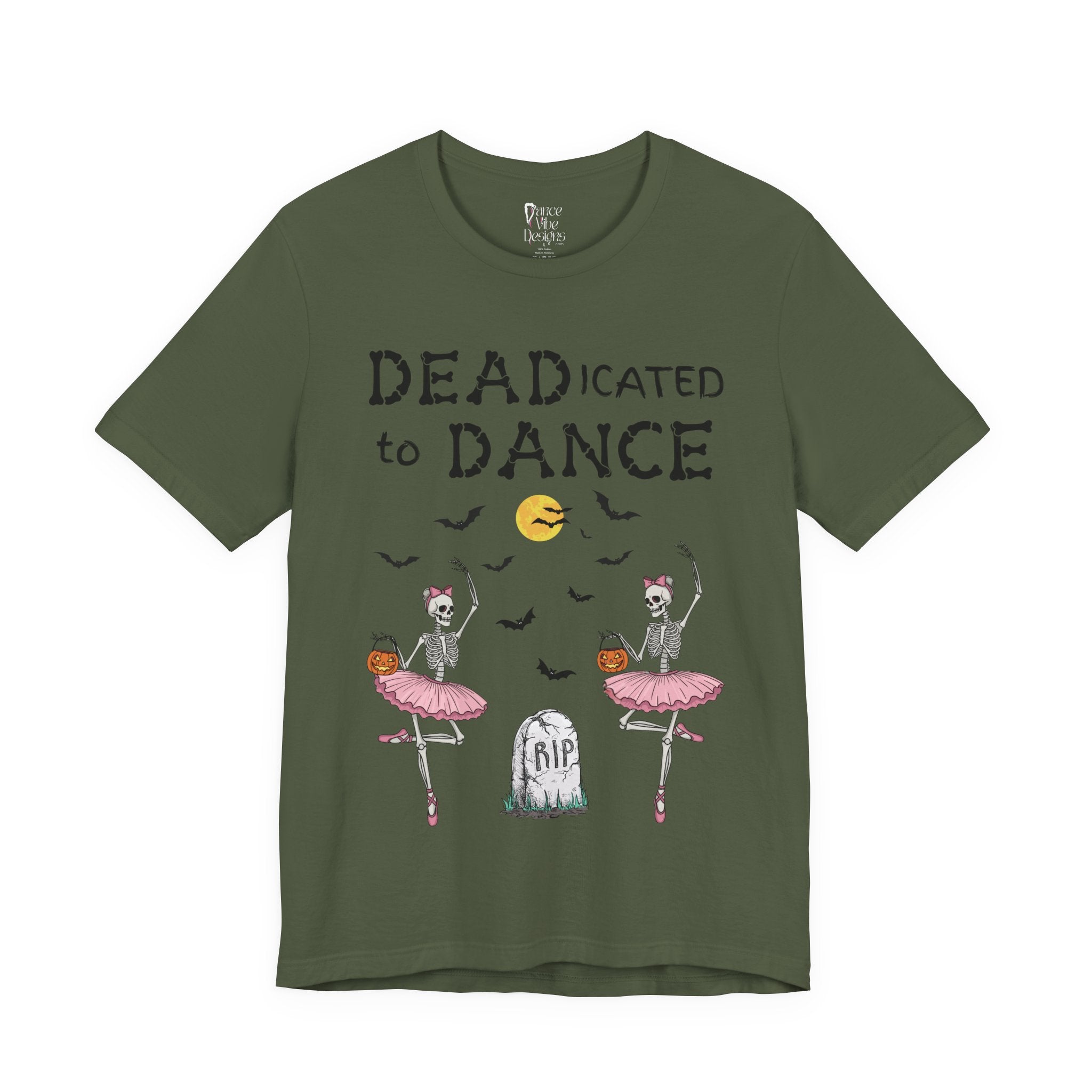Adult Halloween Skeleton Dead-icated To Dance Graphic T-Shirt