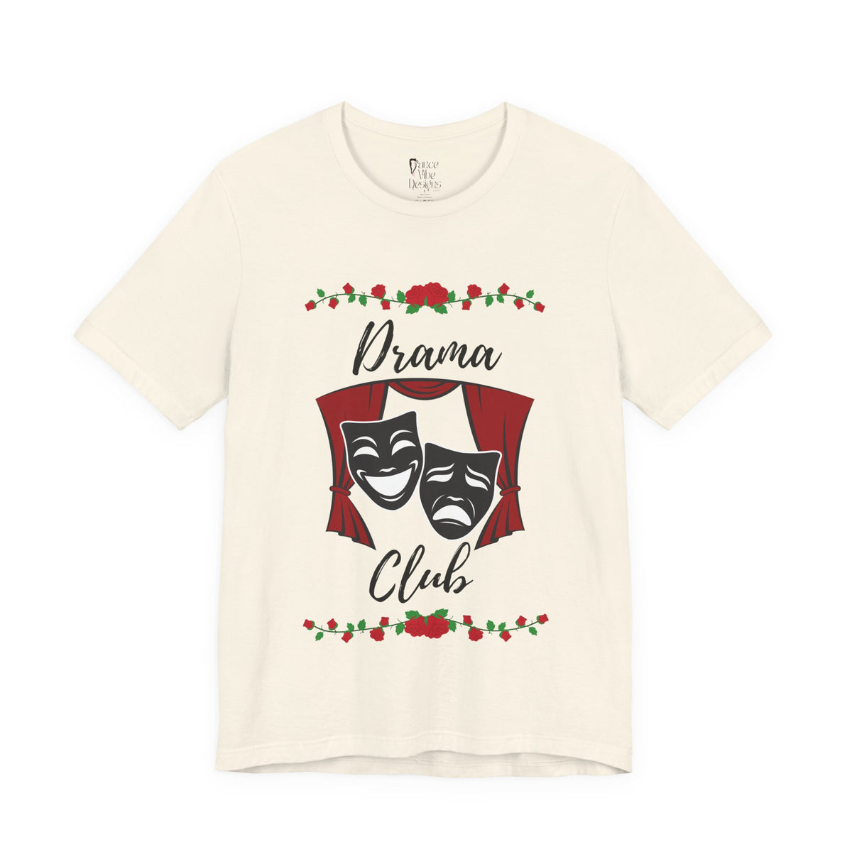 Adult Drama Club Masks Roses Graphic T-Shirt