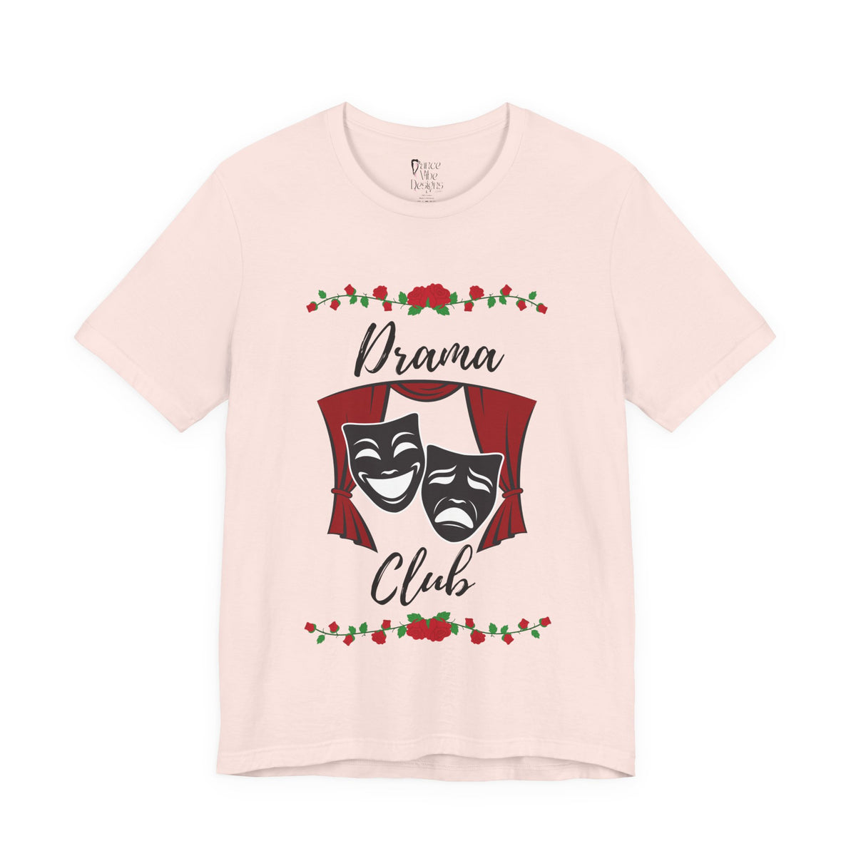 Adult Drama Club Masks Roses Graphic T-Shirt