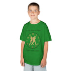 Young boy wearing a youth Gildan 5000B heavy cotton t-shirt in irish green with an It's My Time to Shine Hip Hop 2026-2027 theme