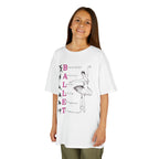 Young girl wearing a youth Gildan 5000B heavy cotton t-shirt in white with a Ballet Pointe theme