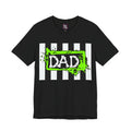 Front view of a Beetlejuice inspired Halloween DAD shirt in black.
