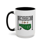15oz white ceramic I Am a Runner mug with black handle and interior Left handed view