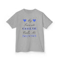 A sport grey short-sleeve t-shirt with a graphic text print reading My Favorite Dancer Calls Me Brother.