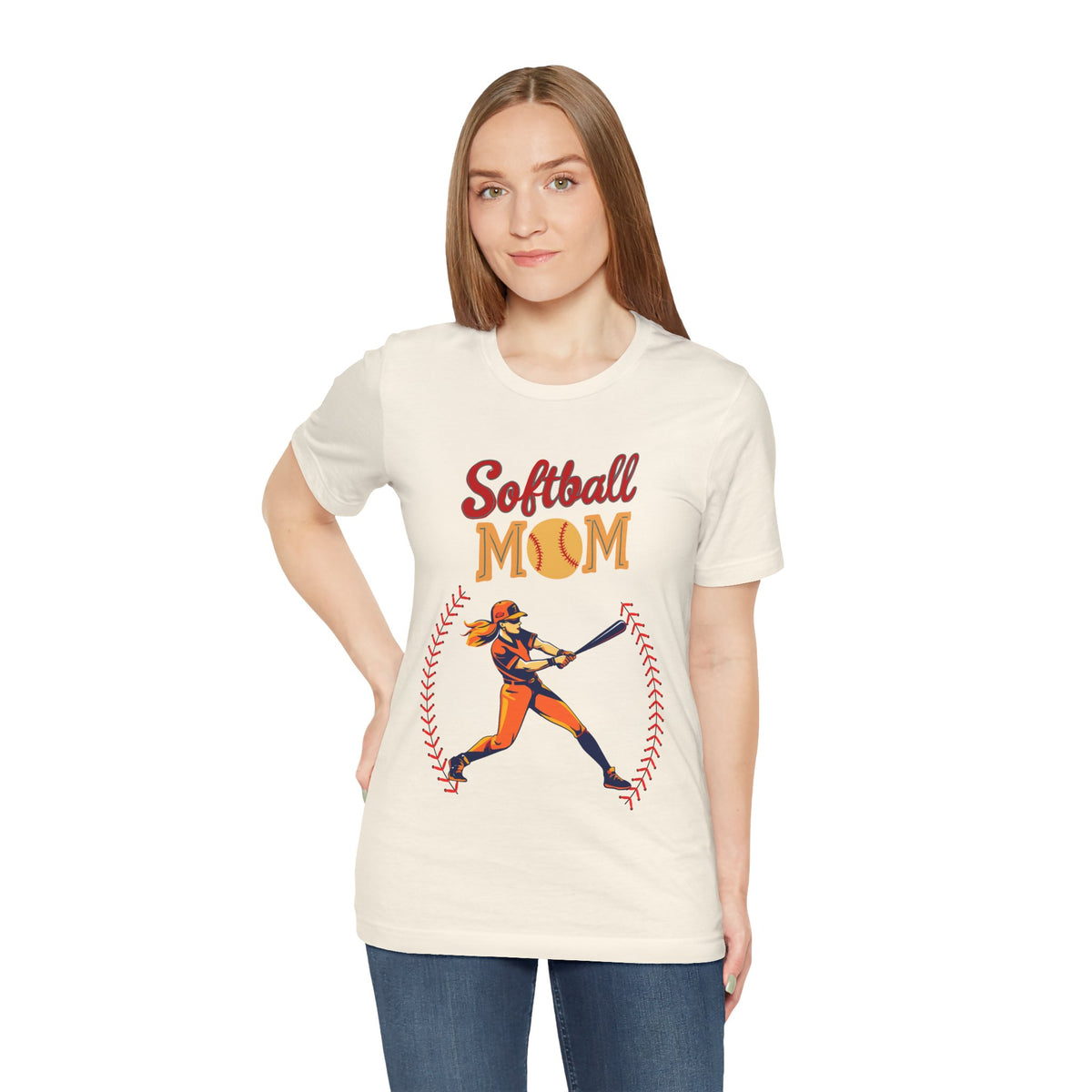 Adult Mom Softball Graphic T-Shirt