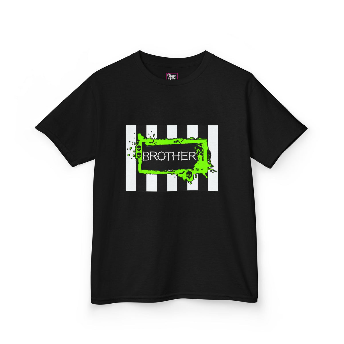 Front view of a Beetlejuice inspired Halloween Brother t-shirt in black.