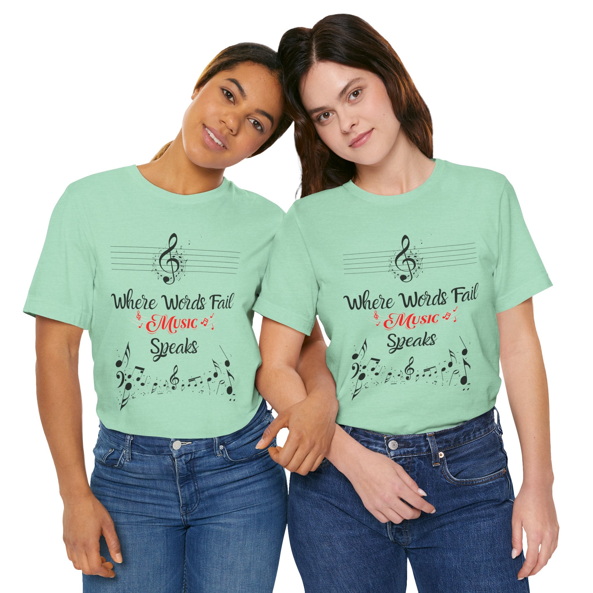 Adult Where Words Fail Music Speaks Graphic T-Shirt