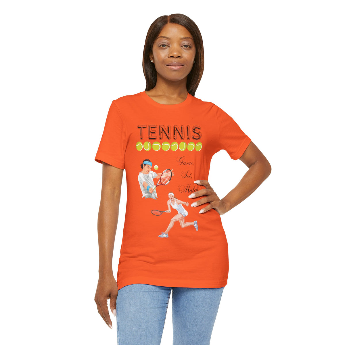 Adult Tennis Game Set Match Graphic T-Shirt