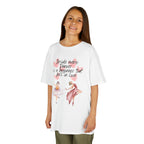 Young girl wearing a youth Gildan 5000B heavy cotton t-shirt in white with an Inside Every Dancer is a Beginner that Fell in Love theme