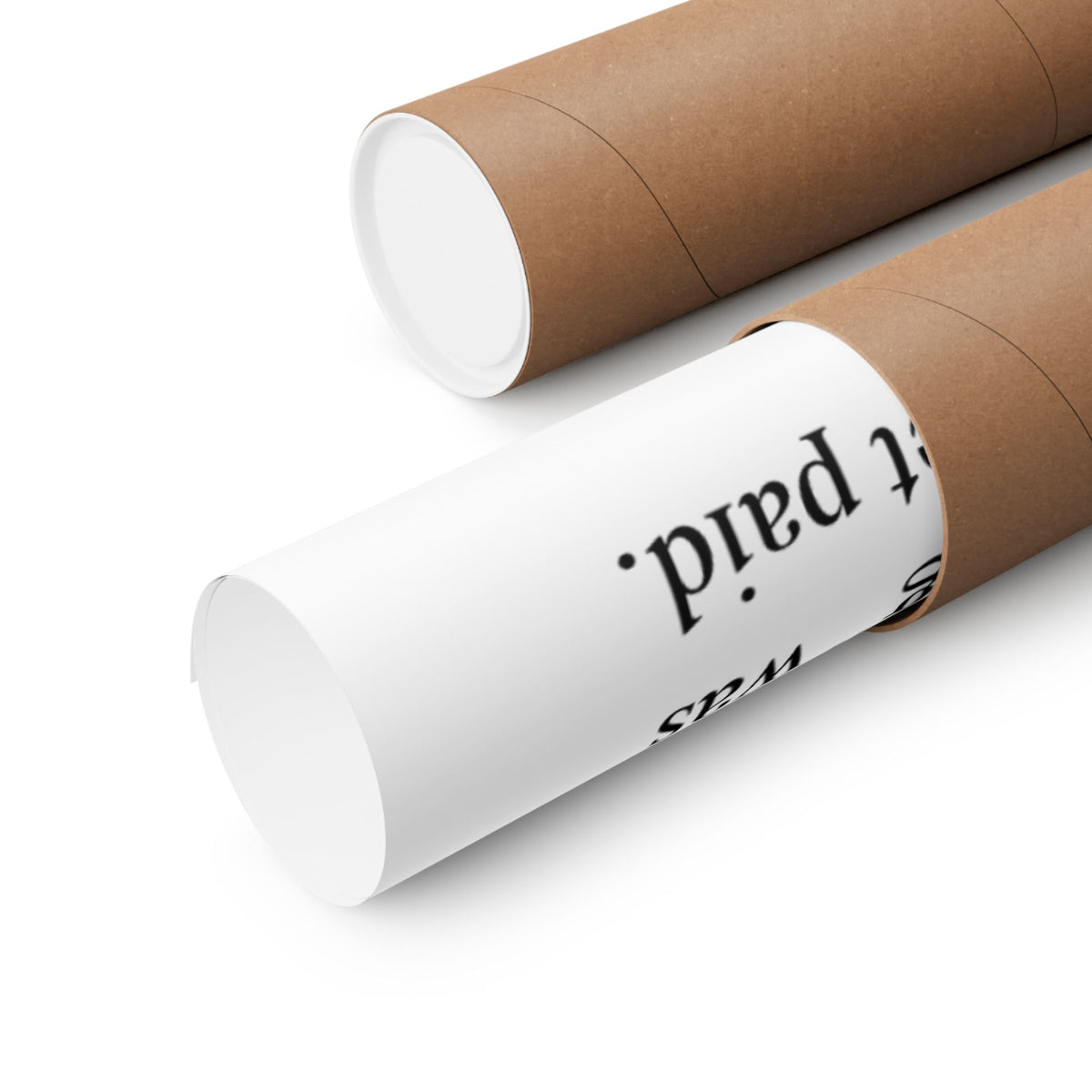 Rolled up Break a Leg (left side) poster wall art in sturdy brown shipping tubes