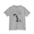 Front view of a youth Gildan 5000B heavy cotton t-shirt in sport grey with a Cheerleader theme