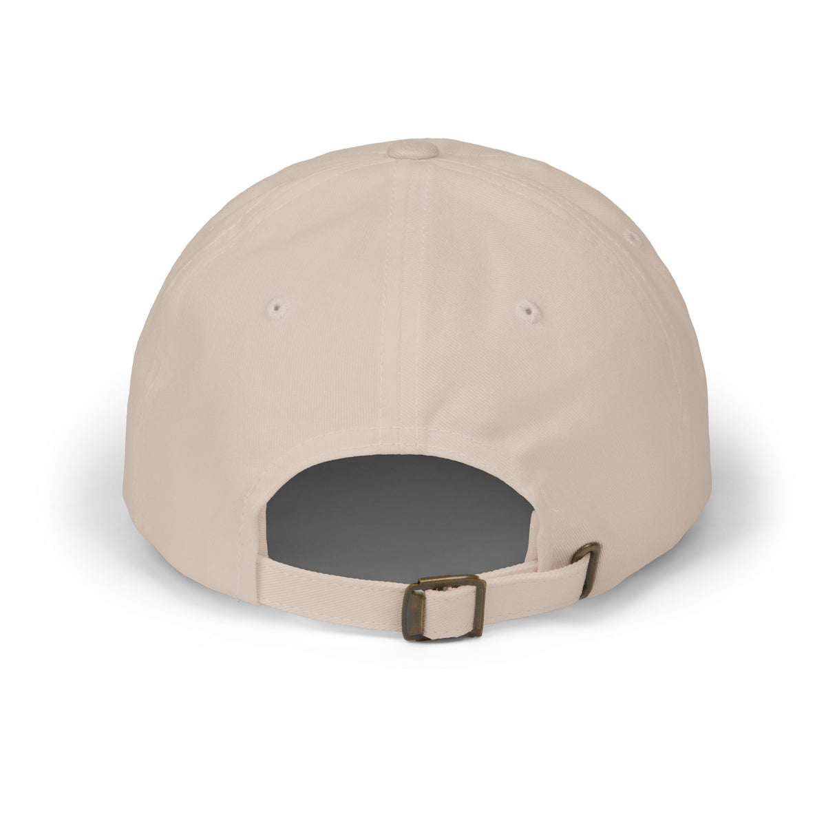 Back view of a stone cap with an adjustable back.