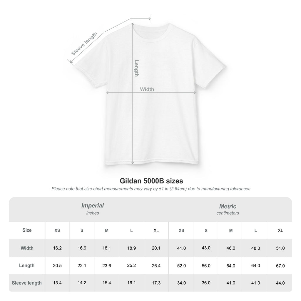 Gildan 5000B size chart
