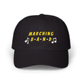Black cap with MARCHING BAND text and musical notes.