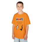 Young boy wearing a youth Gildan 5000B heavy cotton t-shirt in tennessee orange with a Boys Basketball theme