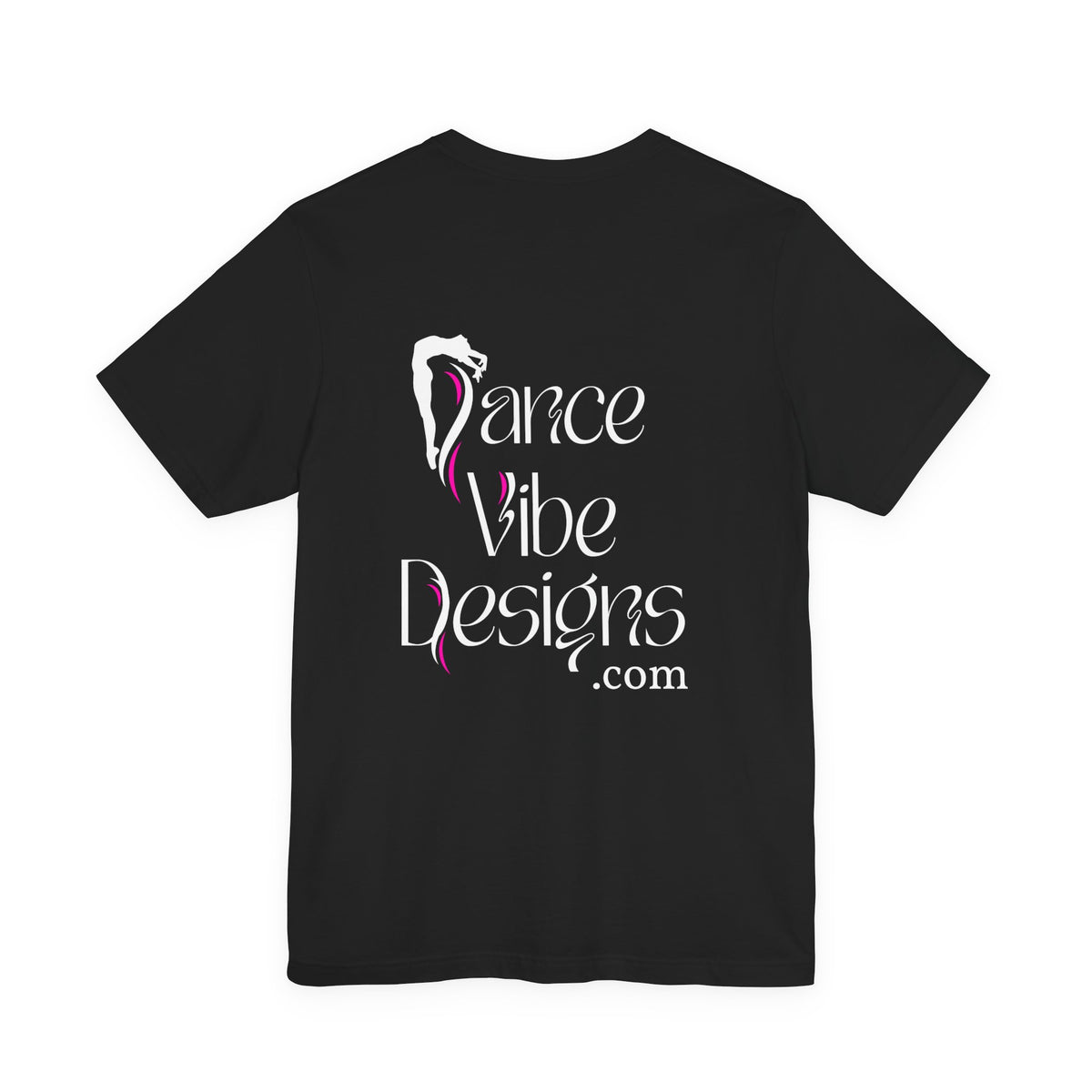 Black t-shirt with Dance Vibe Designs.com on the back