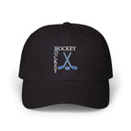 Black cap with an embroidered Hockey text and logo.