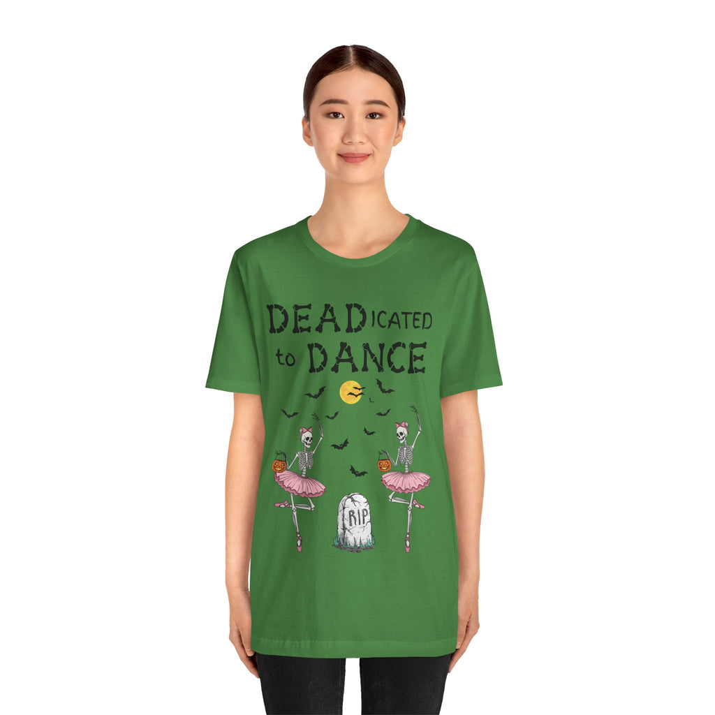 Adult Halloween Skeleton Dead-icated To Dance Graphic T-Shirt