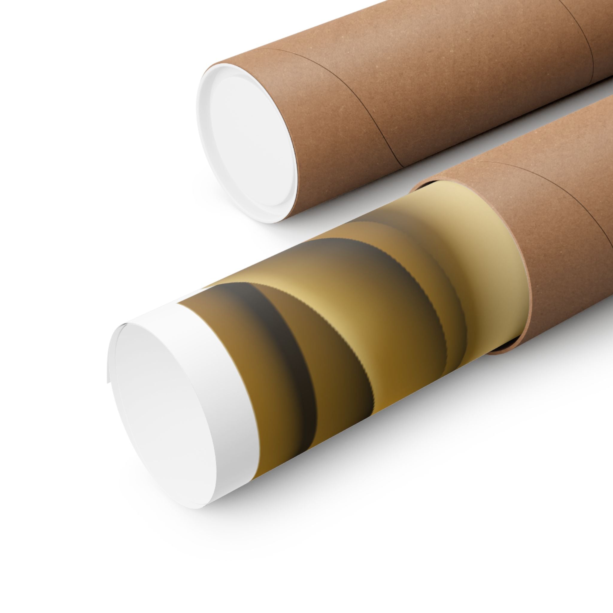 Rolled wall art Break a Leg theatre poster shown in a sturdy brown tube for shipping