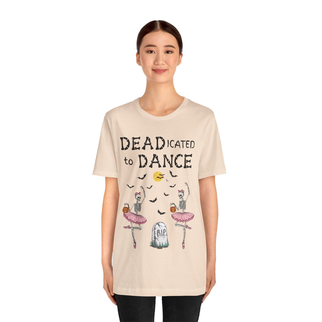 Adult Halloween Skeleton Dead-icated To Dance Graphic T-Shirt