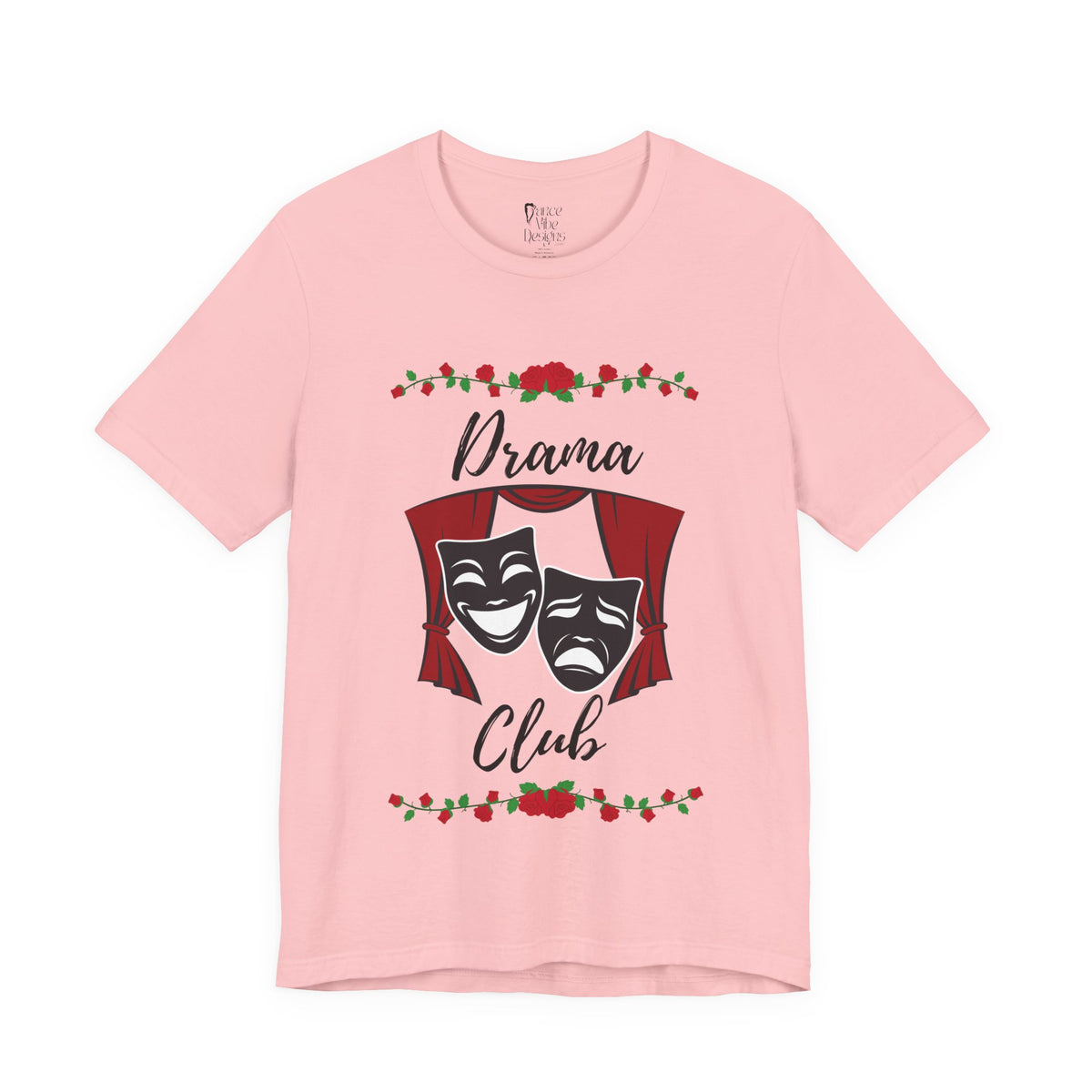 Adult Drama Club Masks Roses Graphic T-Shirt