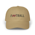 Khaki embroidered classic dad cap hat with Football text and graphic Front view