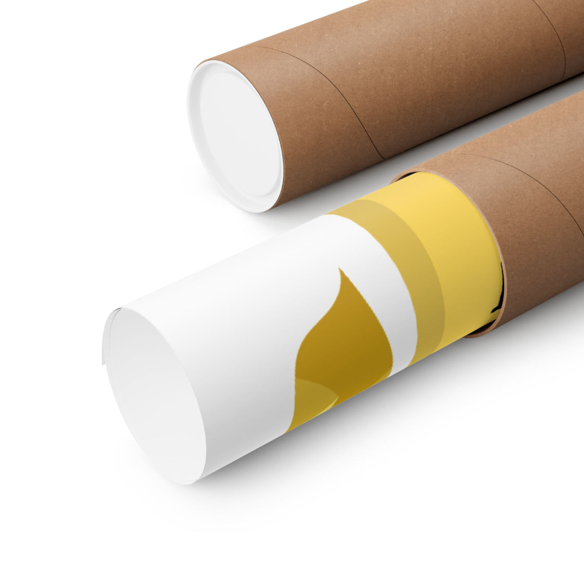 Rolled up Showtime poster wall art in sturdy brown shipping tube