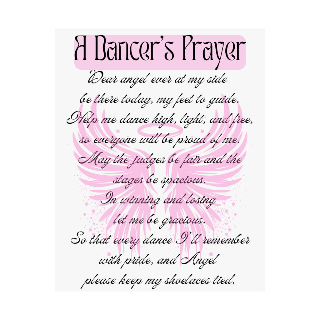 A Dancer's Prayer theatre wall art poster with angel wing design great gift for performers and dancers Size 16x20