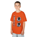 Young boy wearing a youth Gildan 5000B heavy cotton t-shirt in orange with dancing Hip Hop Couples