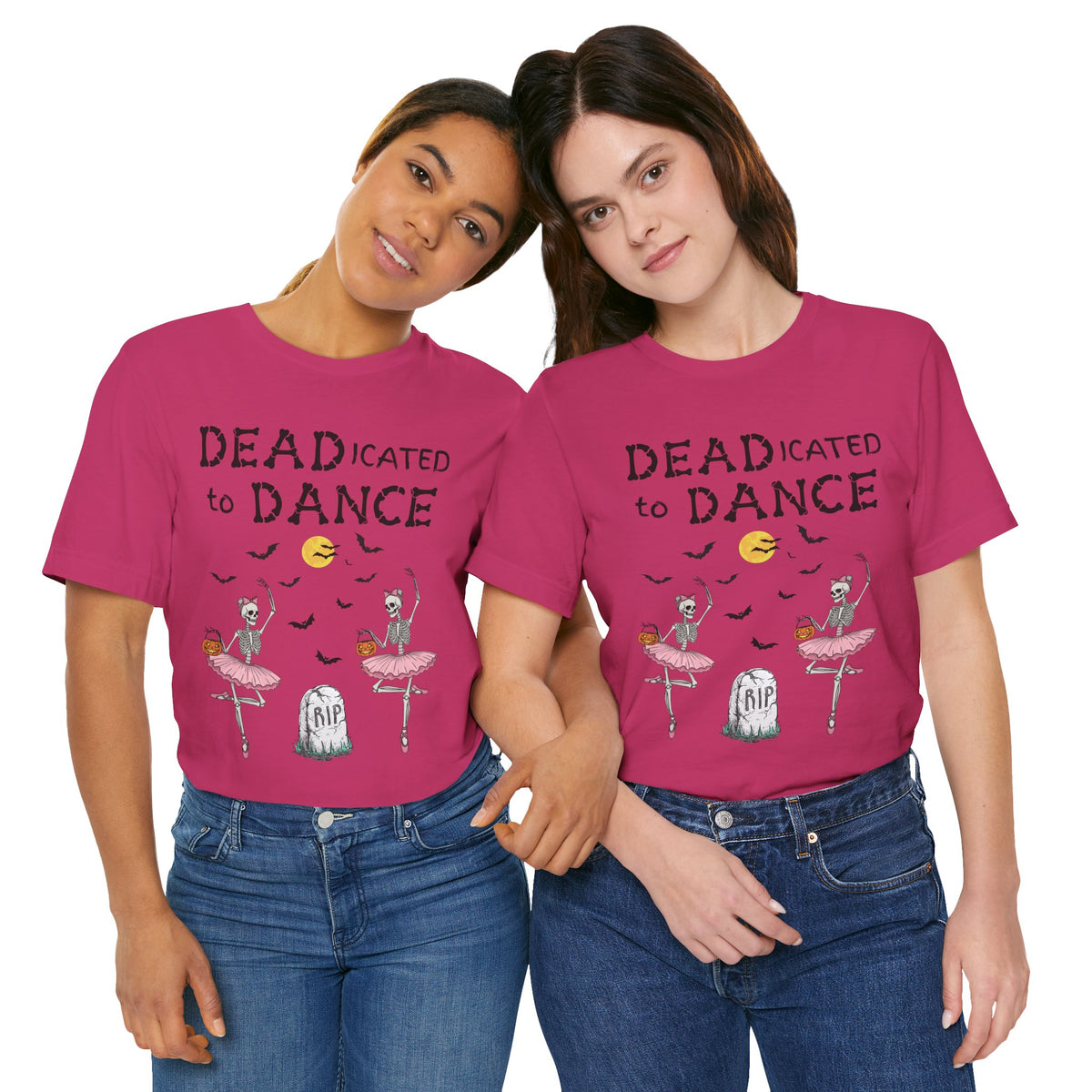 Adult Halloween Skeleton Dead-icated To Dance Graphic T-Shirt