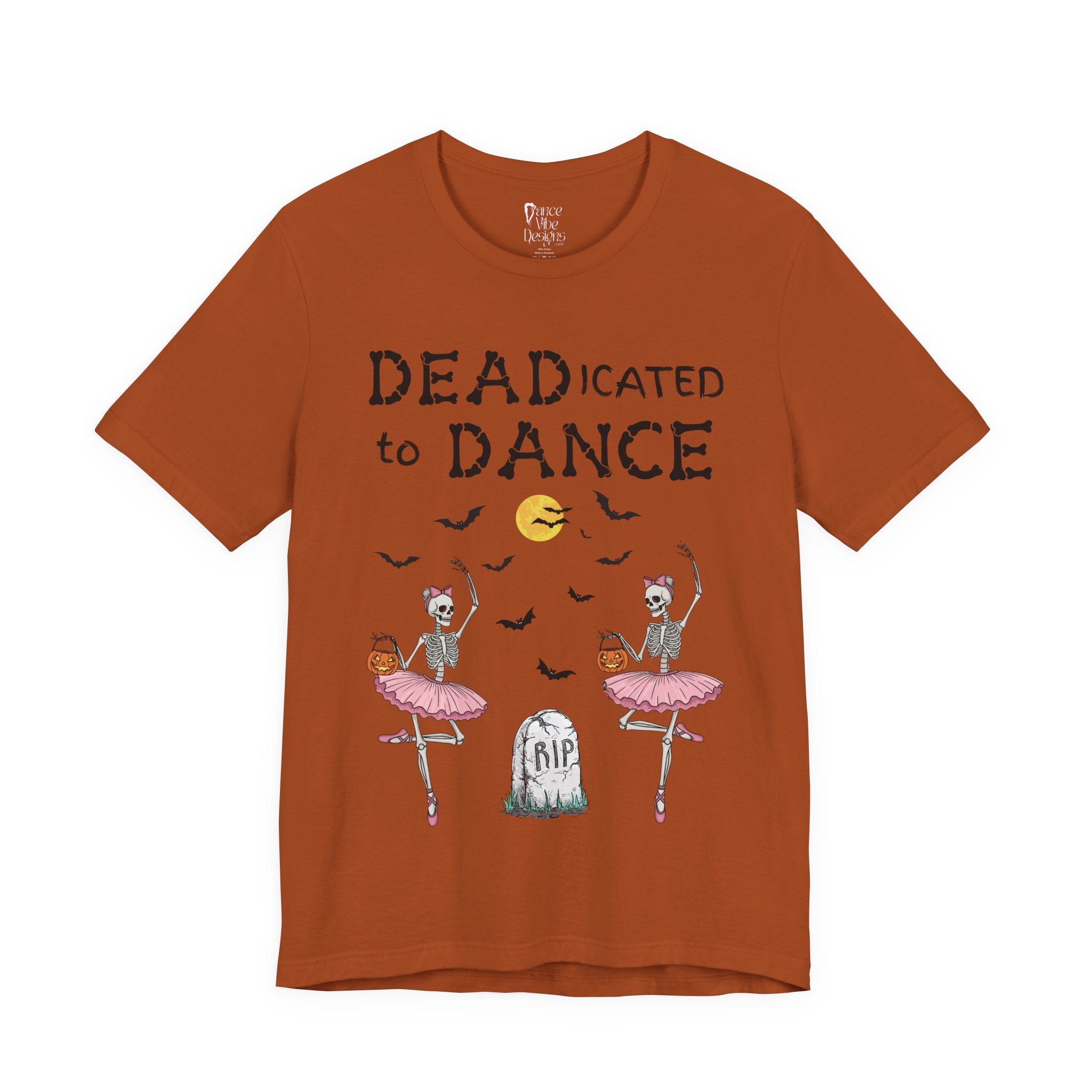 Adult Halloween Skeleton Dead-icated To Dance Graphic T-Shirt