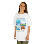 Young girl wearing a youth Gildan 5000B heavy cotton t-shirt in white with an A New Season to Shine Dance 2026-2027 theme
