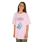 Young girl wearing a youth Gildan 5000B heavy cotton t-shirt in light pink with a Ballet text and graphic
