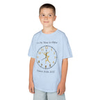 Young boy wearing a youth Gildan 5000B heavy cotton t-shirt in light blue with a Ballet Couple 2026-2027 design