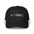 Black classic cap with an embroidered Football text and graphic.