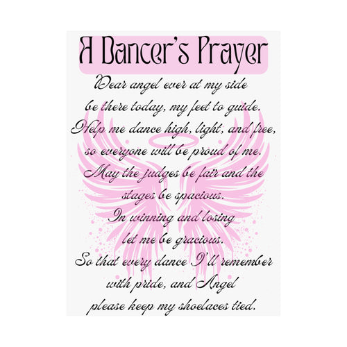 A Dancer's Prayer theatre wall art poster with angel wing design great gift for performers and dancers Size 18x24