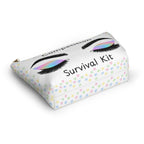 Competition Survival Kit pouch with colorful star pattern and false eyelashes design on a white background bottom view