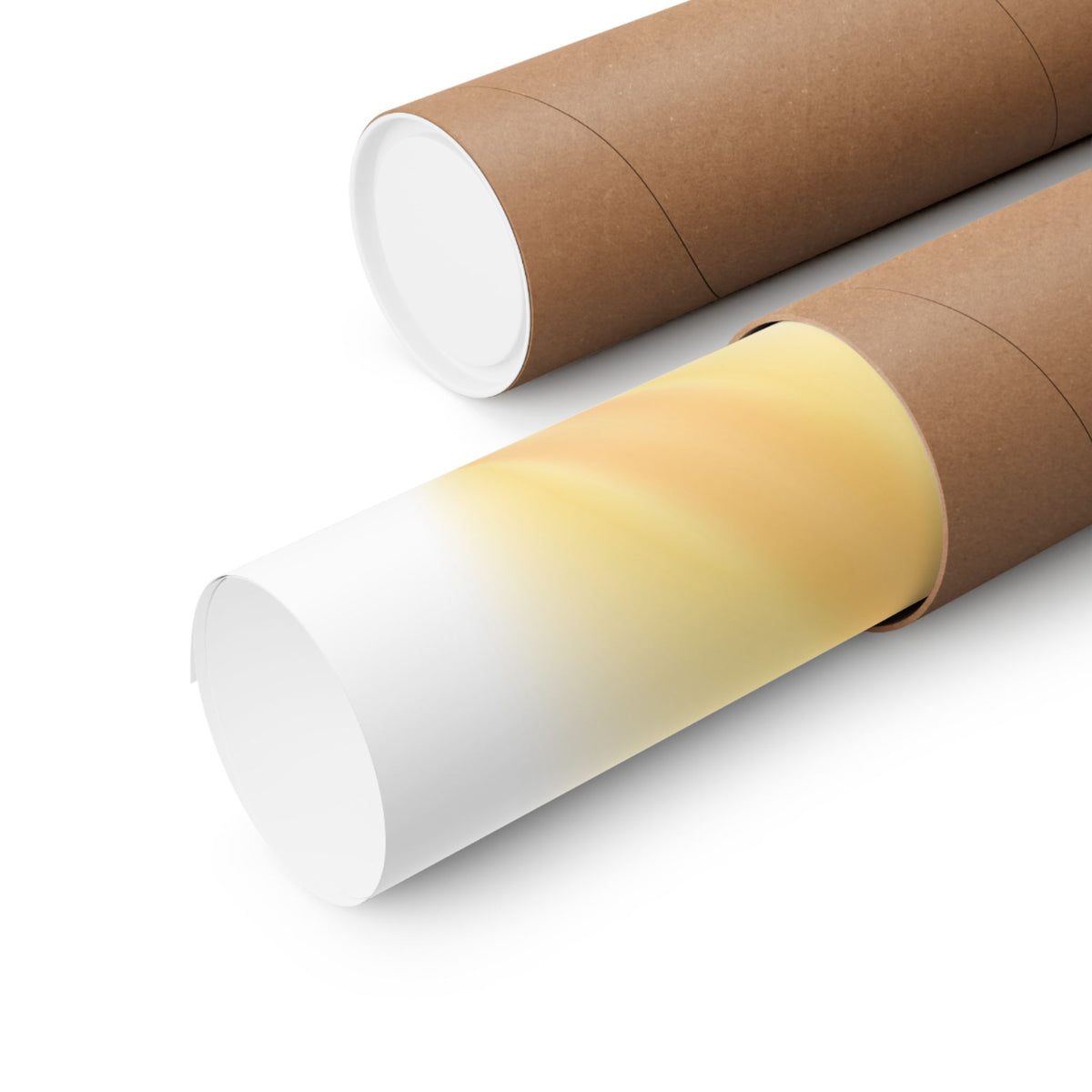Rolled up Merde poster wall art shown in sturdy brown shipping tubes