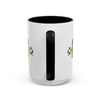 15oz white ceramic Golf mug with black handle and interior Handle view