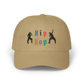 Khaki embroidered classic dad cap hat with a Hip Hop text and graphic Front view