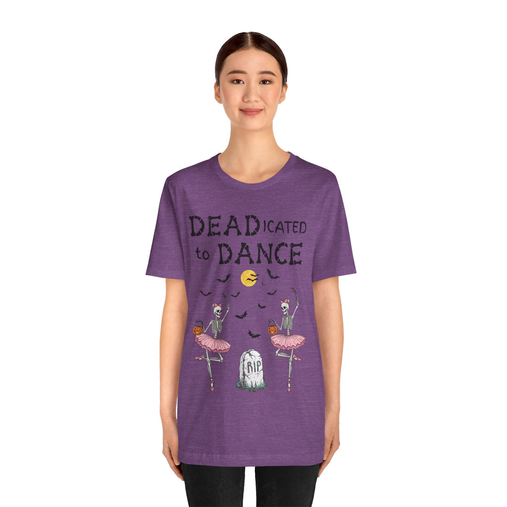 Adult Halloween Skeleton Dead-icated To Dance Graphic T-Shirt