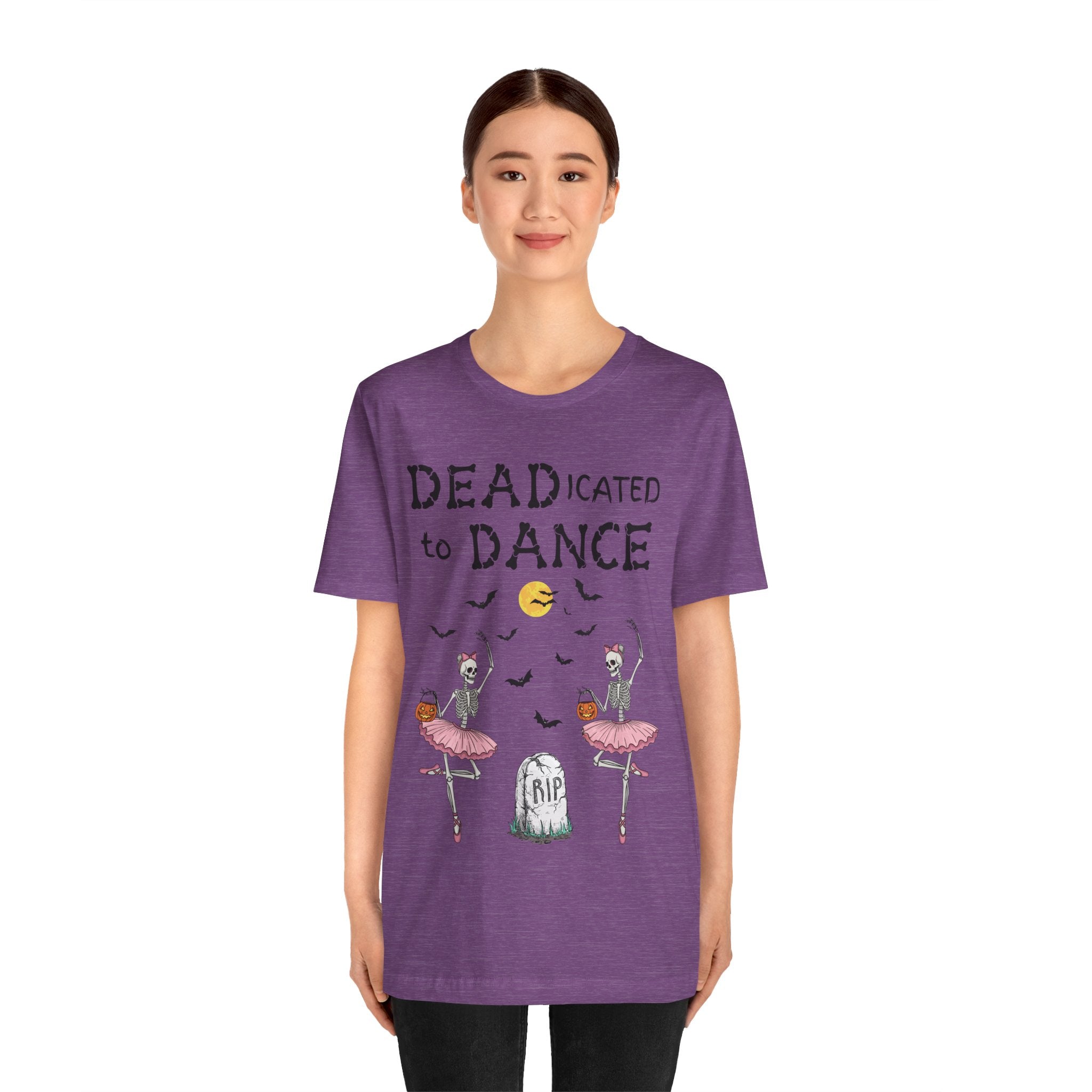 Adult Halloween Skeleton Dead-icated To Dance Graphic T-Shirt