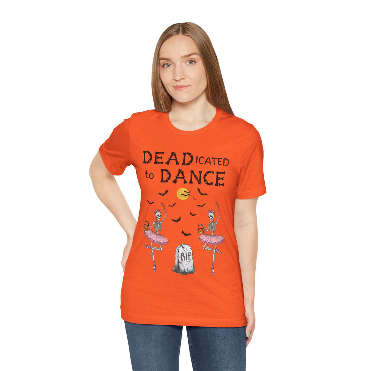 Adult Halloween Skeleton Dead-icated To Dance Graphic T-Shirt