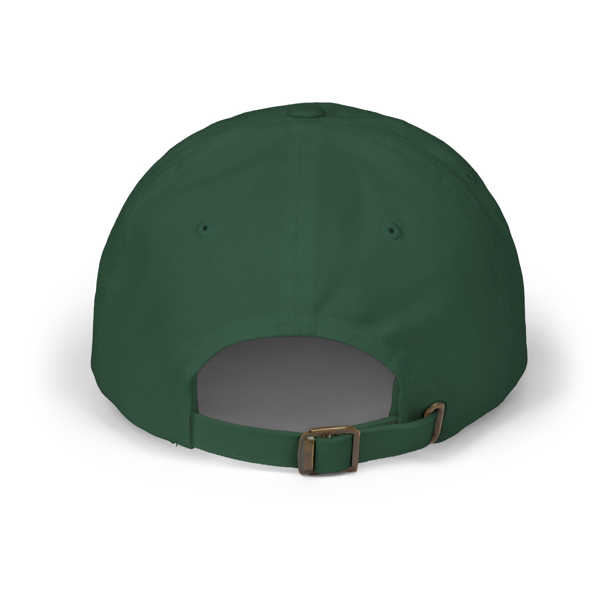 Back view of a spruce cap with an adjustable strap.