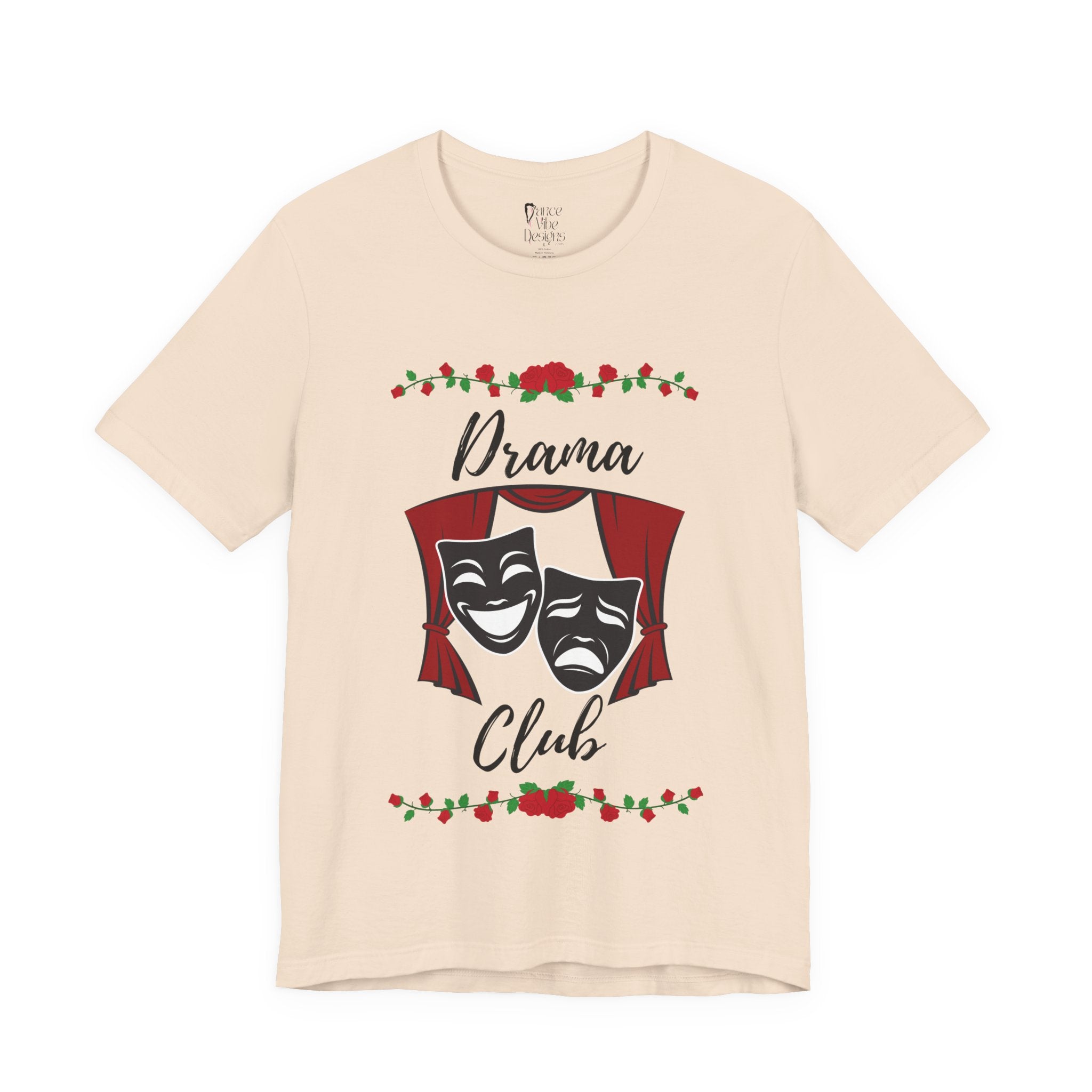 Adult Drama Club Masks Roses Graphic T-Shirt